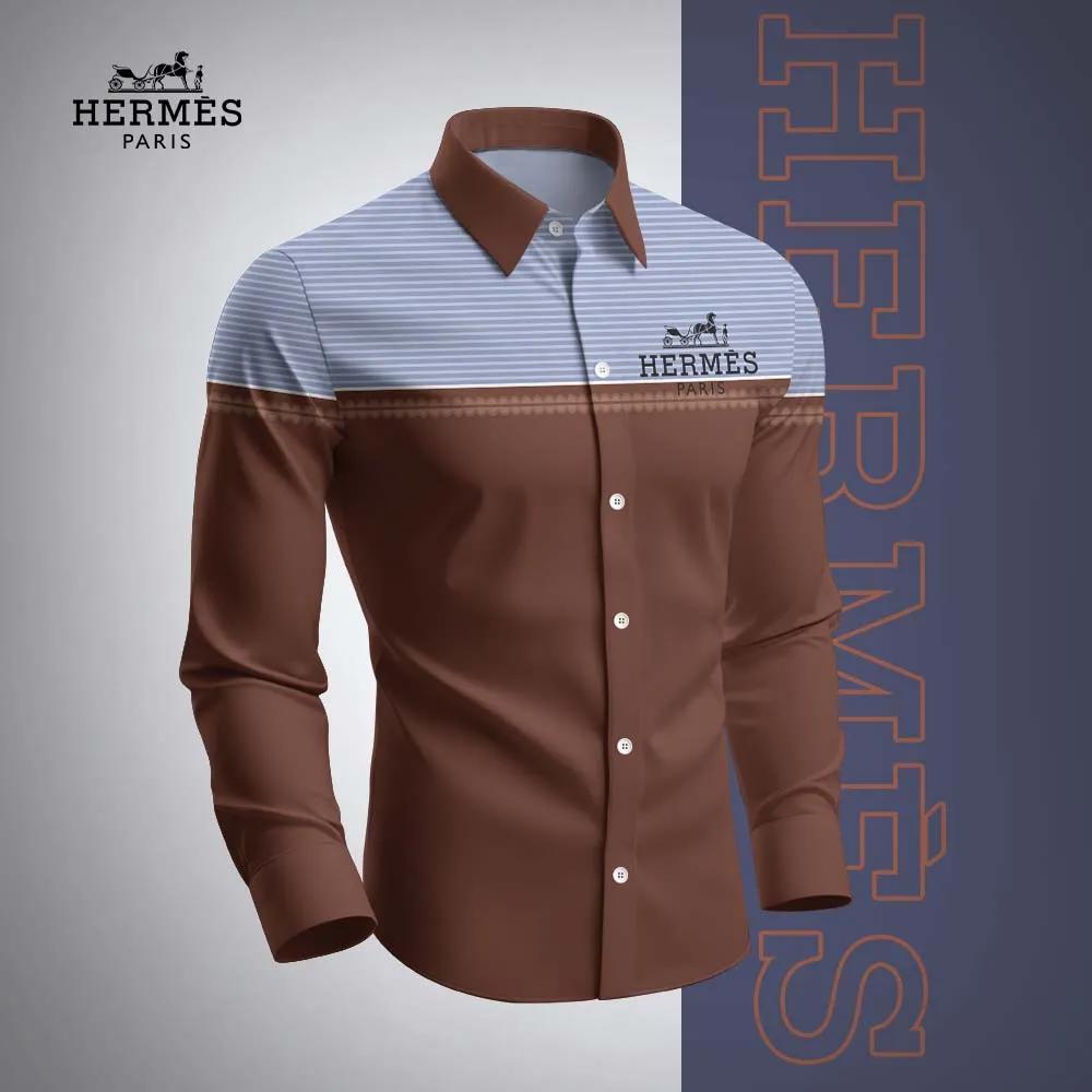 HERMES Paris Bold Contrast Long Sleeves Shirt
