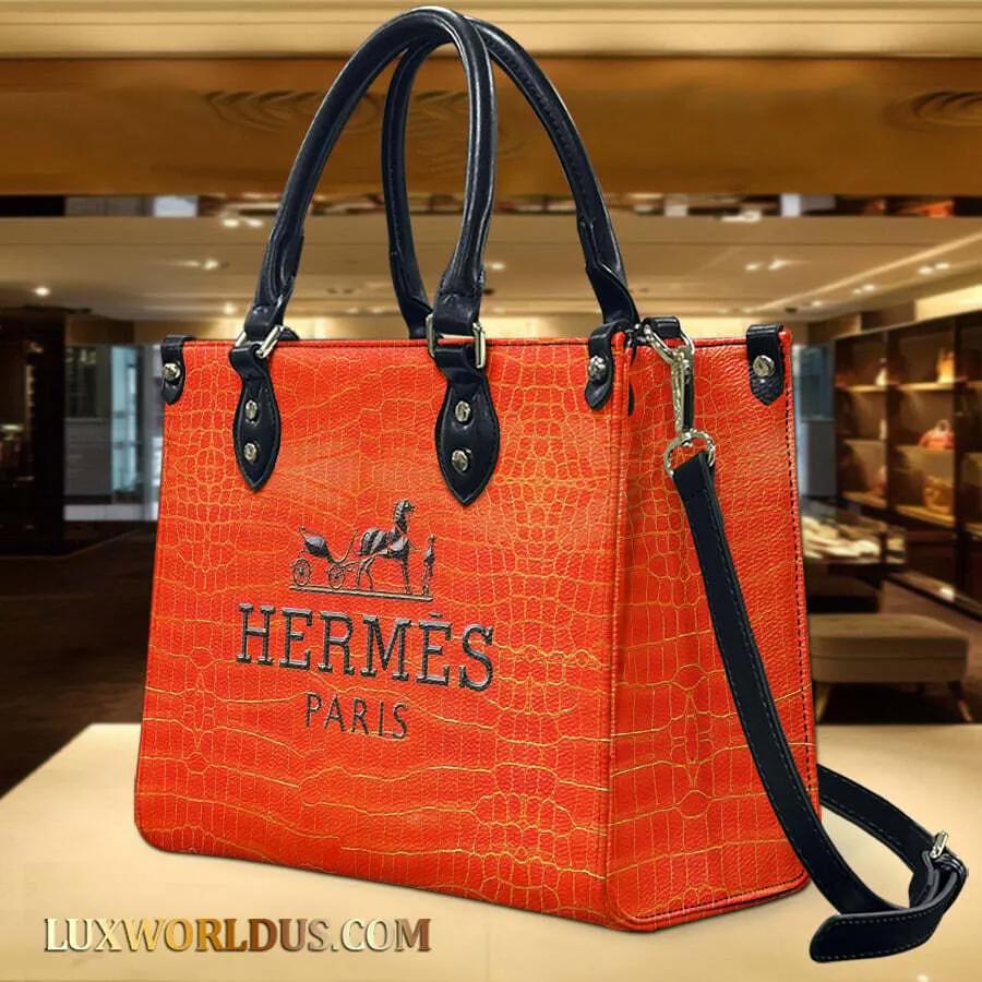 Hermes Paris Bold Croc Leather Tote Bag
