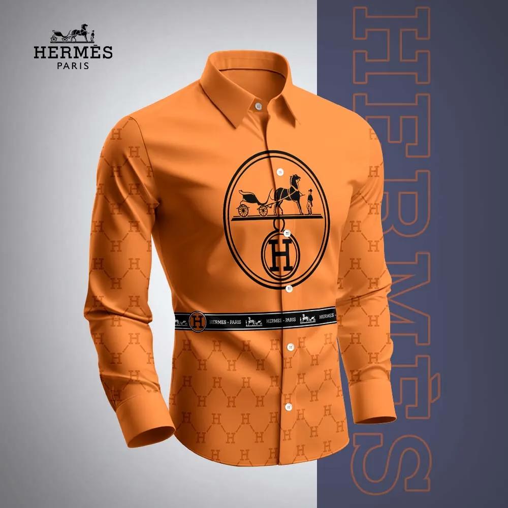 Hermes Paris Bold Orange Long Sleeves Shirt