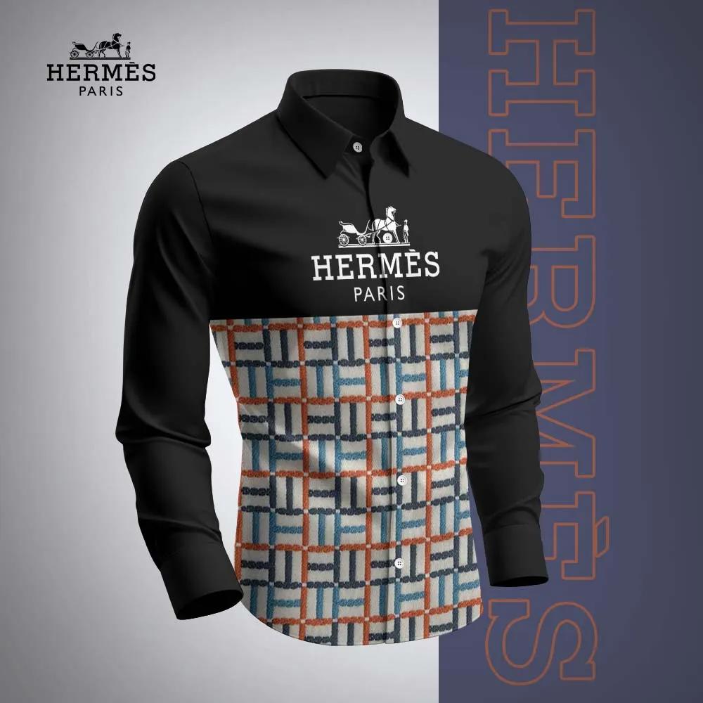 Hermes Paris Chic Checkered Long Sleeves Shirt