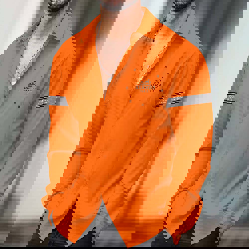 Hermes Paris Iconic Orange Long Sleeves Shirt