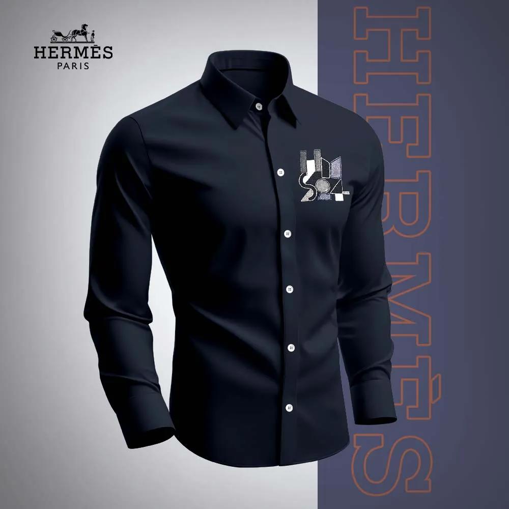 Hermes Paris Limited Edition Black Long Sleeves Shirt with Urban Graphic Print