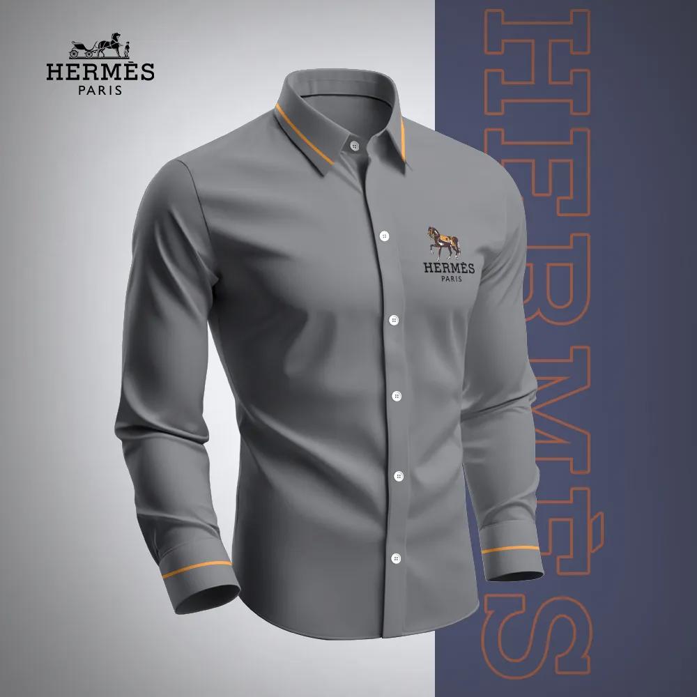 Hermes Statement Gray Long Sleeves Shirt