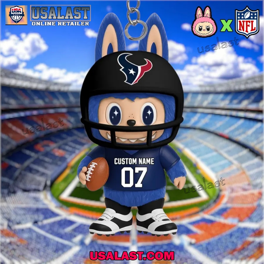 Houston Texans Mascot Keychain with Custom Name and Number