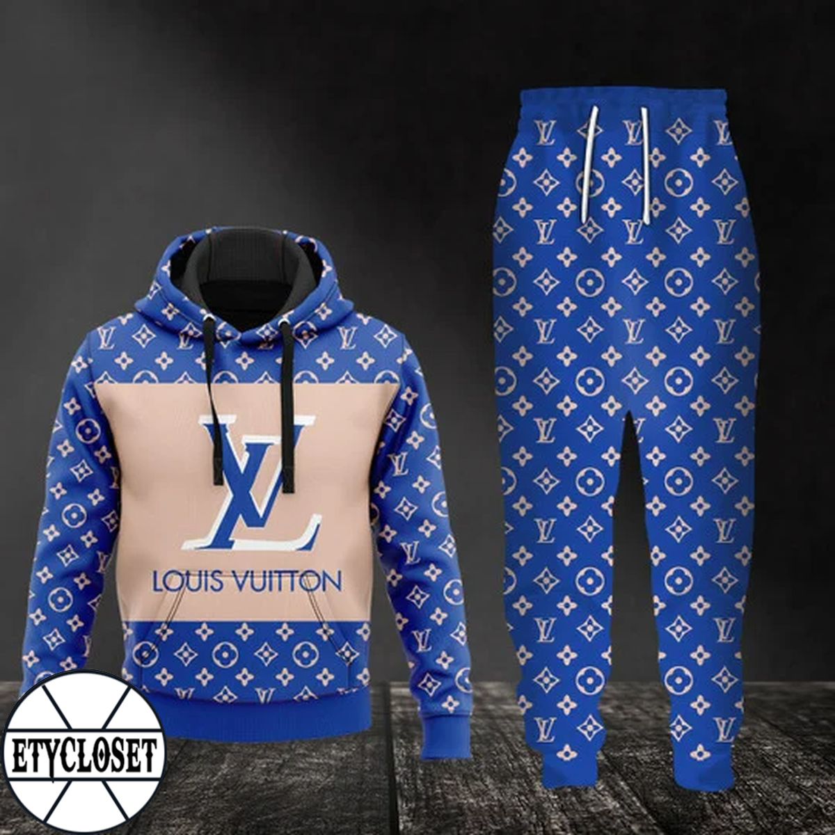 Indigo Graphic Pullover Hoodie Unisex Colorblock 2025