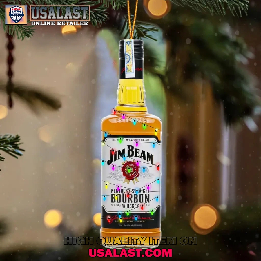 Jim Beam Kentucky Straight Bourbon Whiskey Ornament with Festive Twinkling Lights