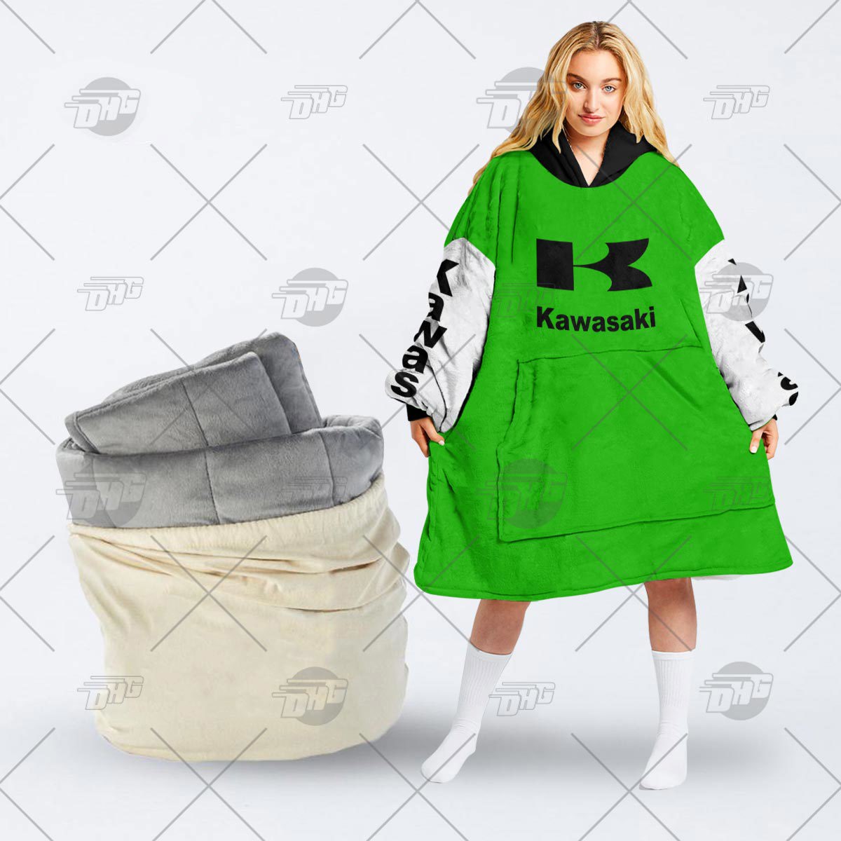 Kawasaki Hooded Blanket Oodie | Modern and Comfortable Gift Idea