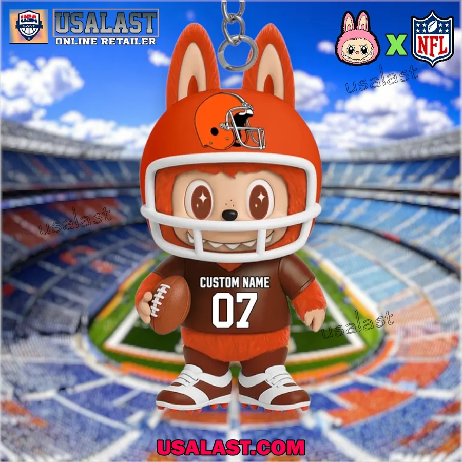 Labubu In Cleveland Browns Custom Acrylic Keychain