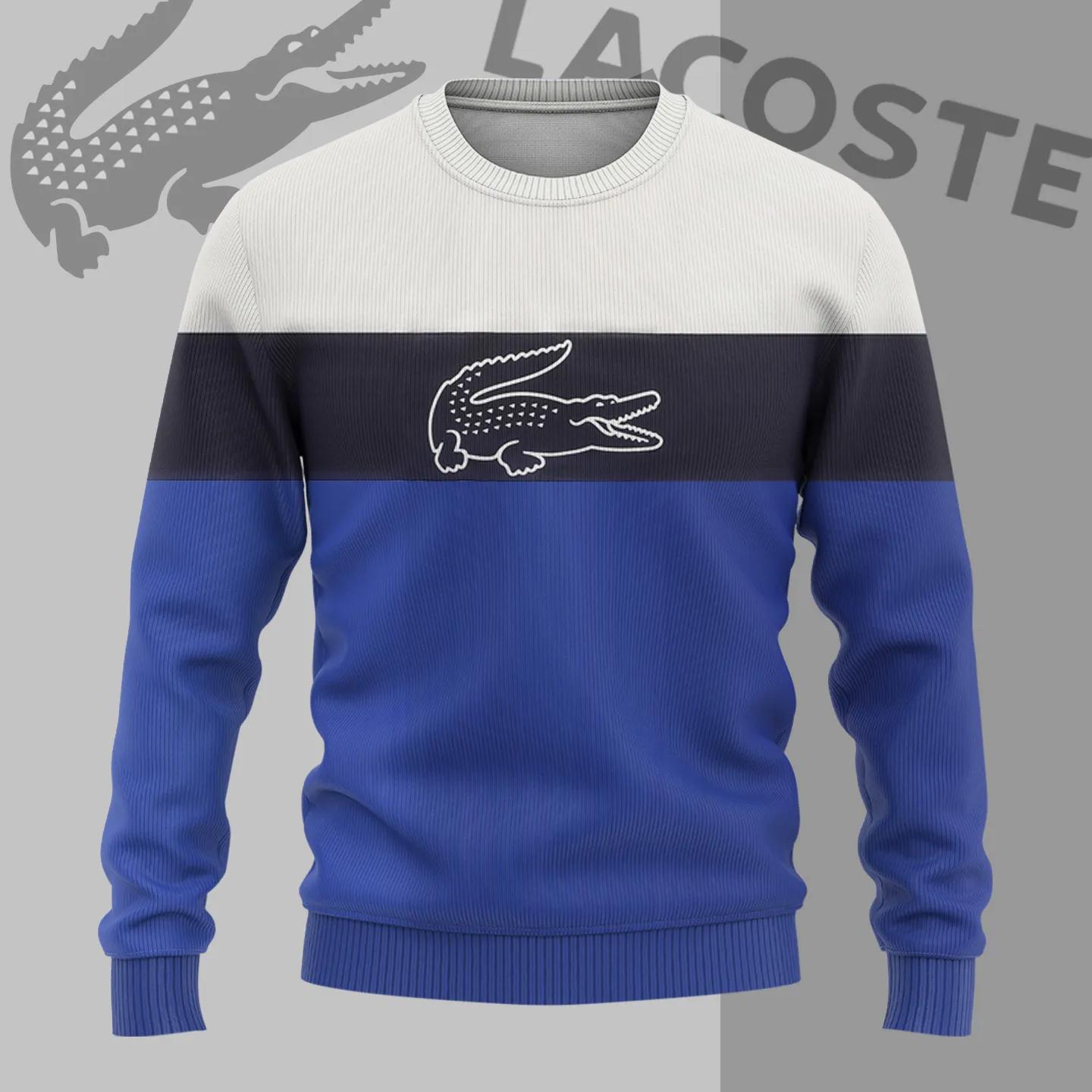 Lacoste Blue and White Stripe Sweater