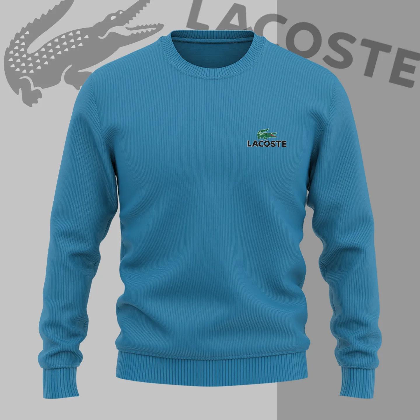 Lacoste Blue Knit Sweater with Croc Logo