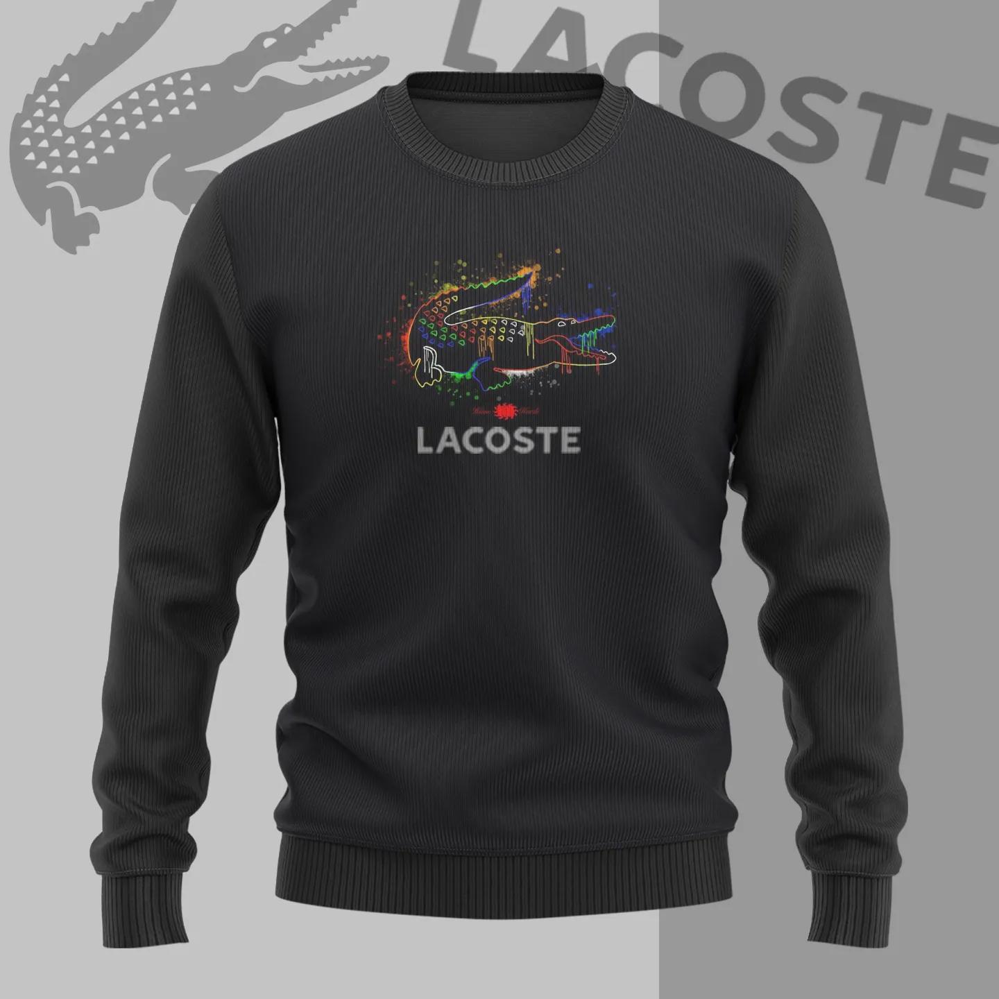 Lacoste Bold Croc Printed Black Sweater