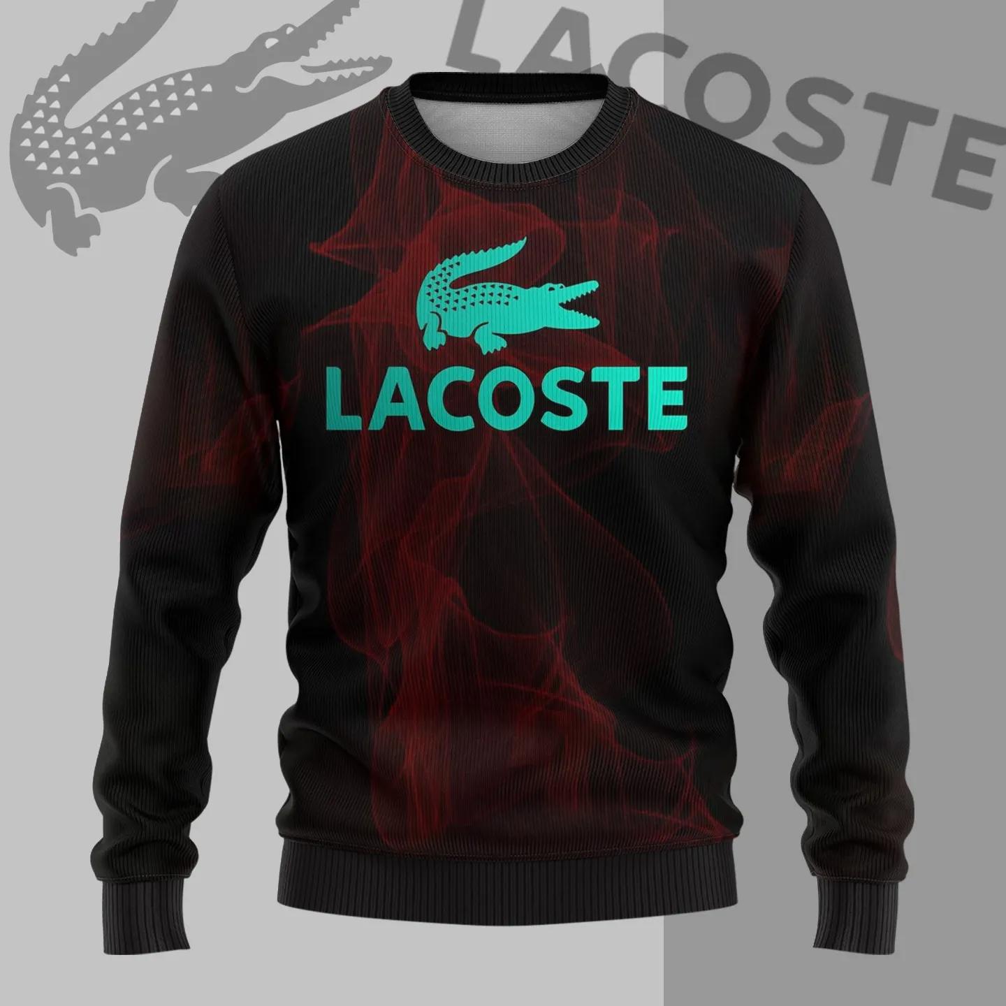 Lacoste Bold Red and Black Sweater with Croc Logo