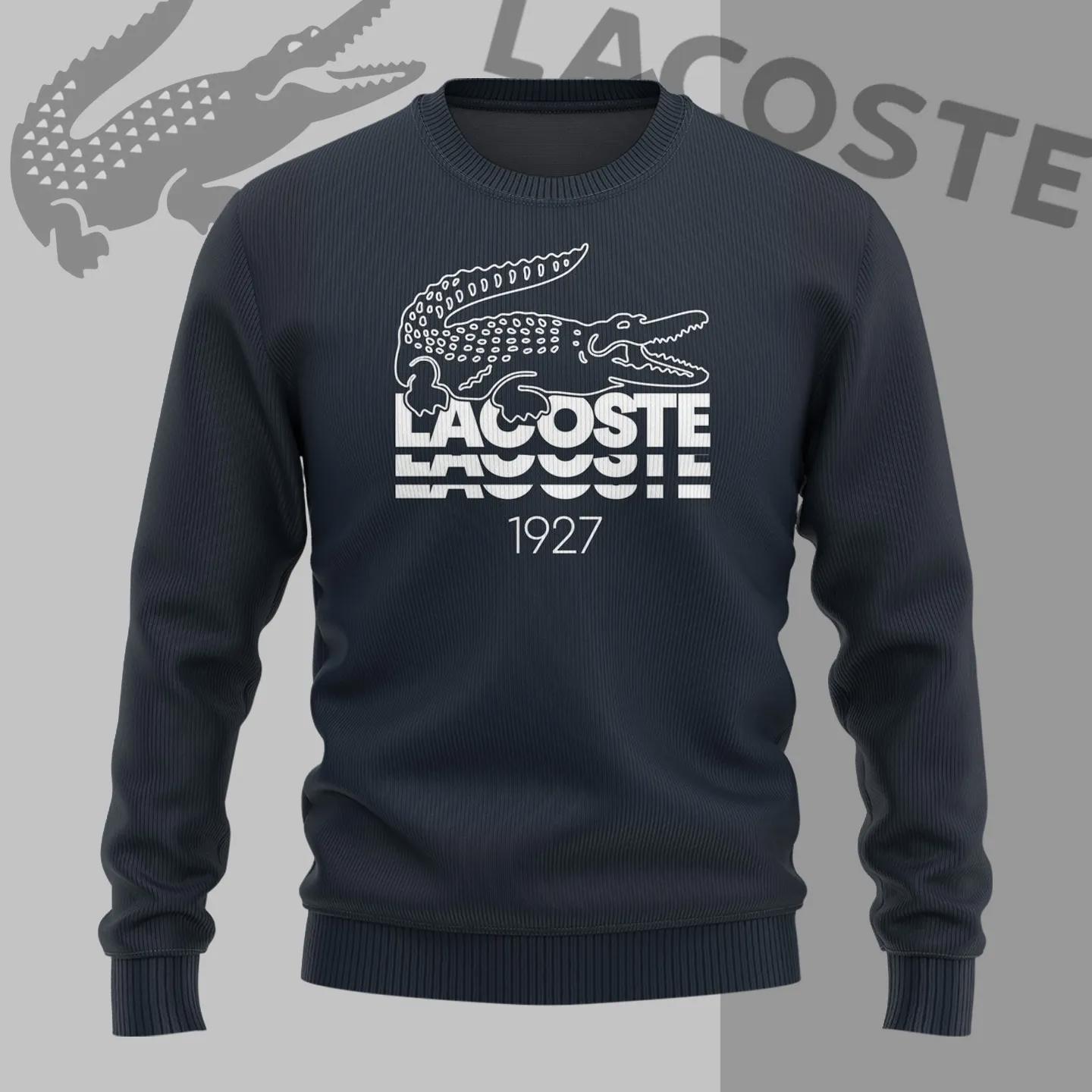 Lacoste Classic Croc Sweater Midnight Blue Ribbed Knit