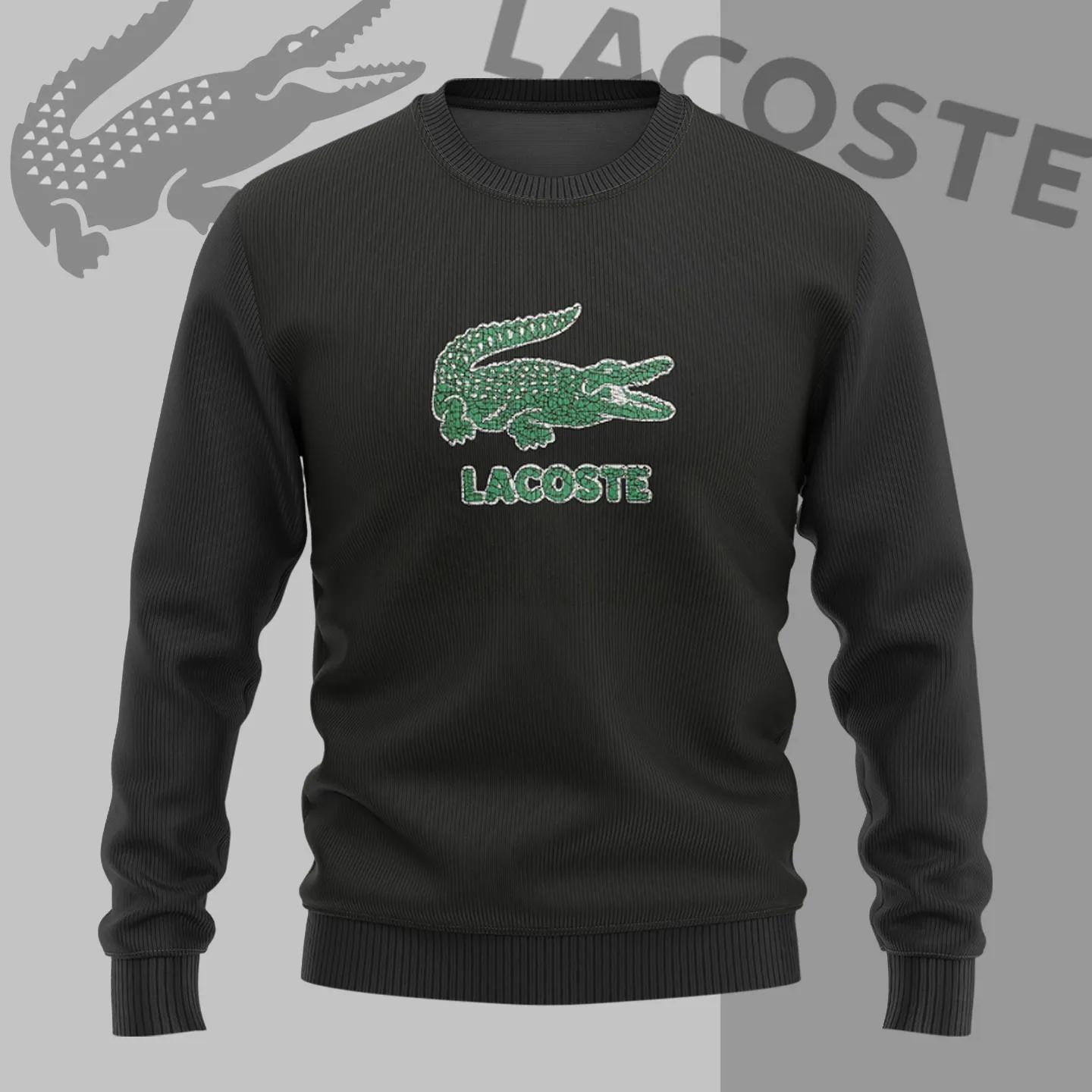 Lacoste Croc Embroidered Black Sweater