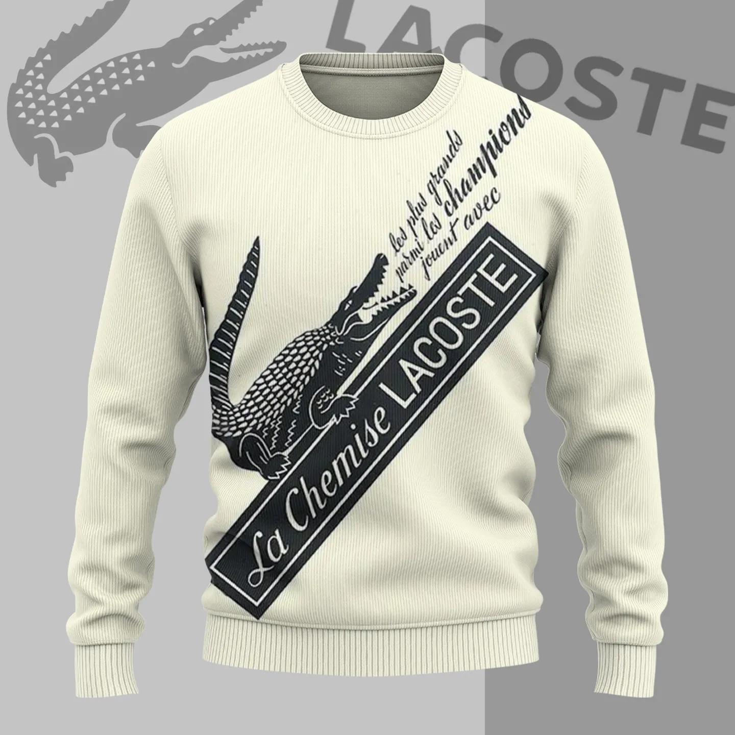 Lacoste Crocodile Cream Knit Sweater
