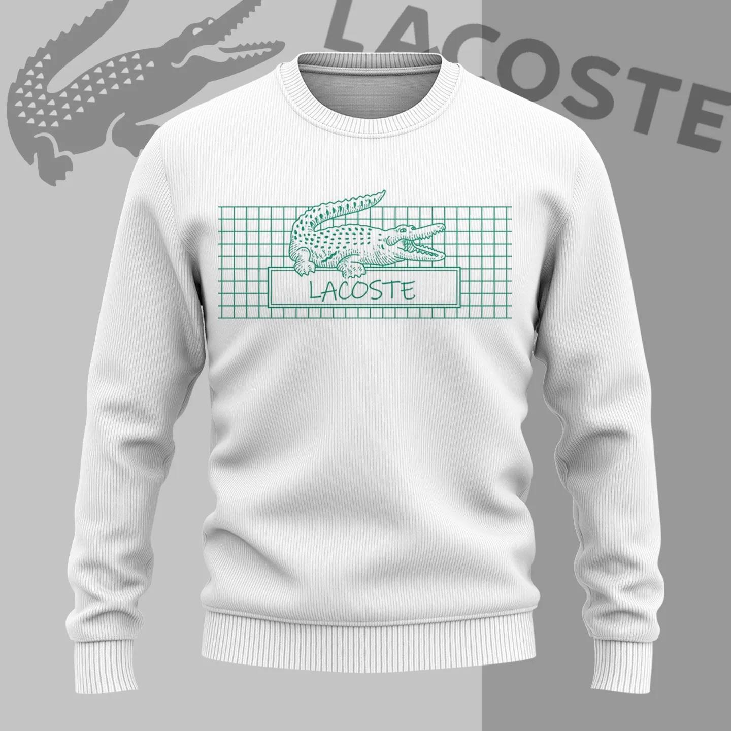 Lacoste Graphic Croc Sweater | White and Bold