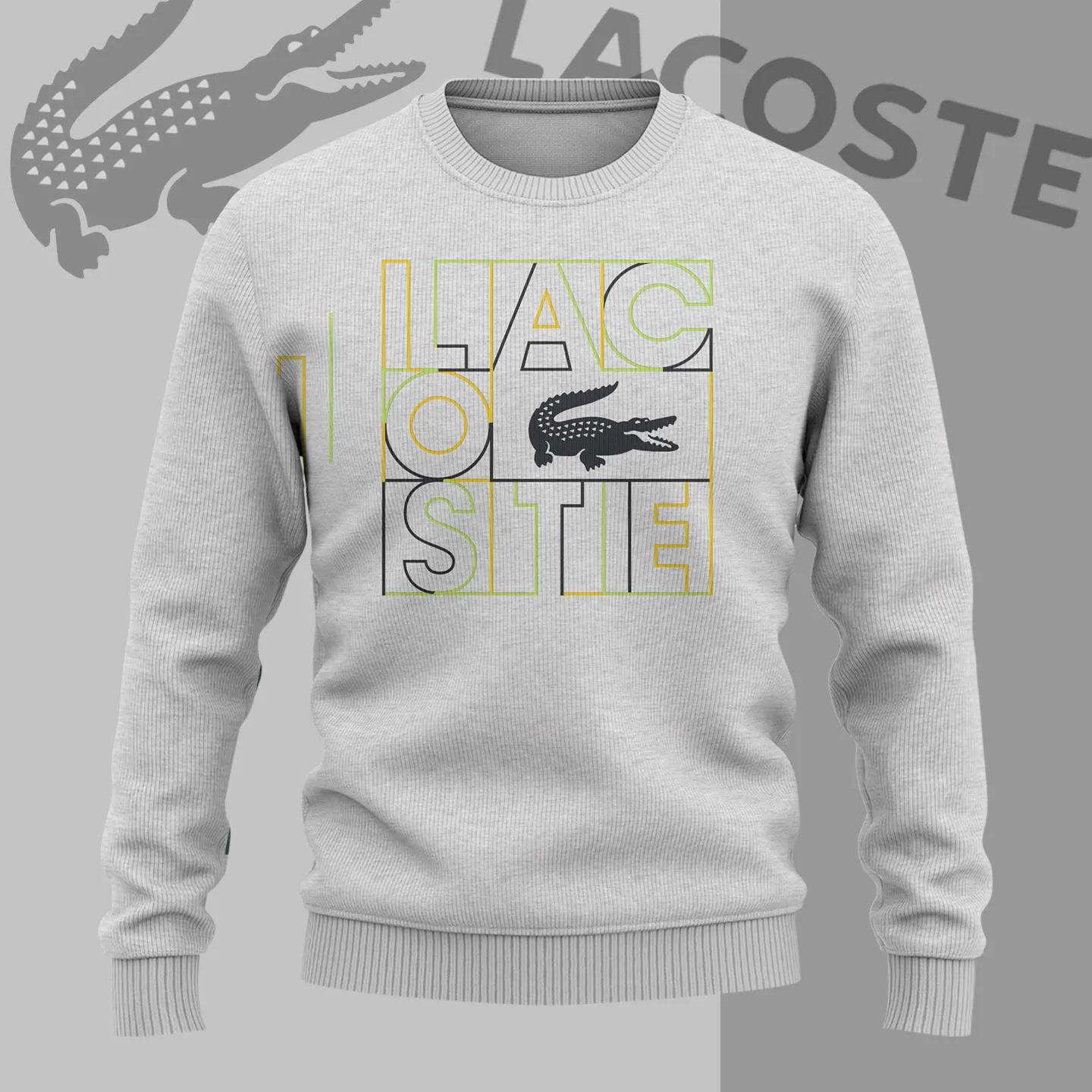 Lacoste Graphic Sweater Modern Gray Statement Piece