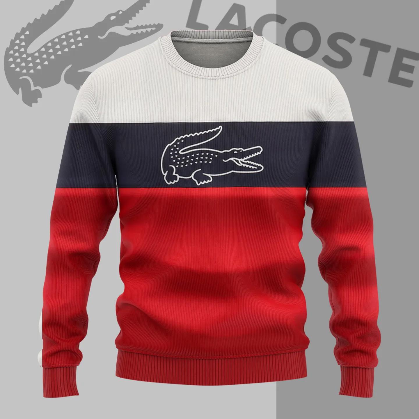 Lacoste Iconic Crocodile Striped Knit Sweater