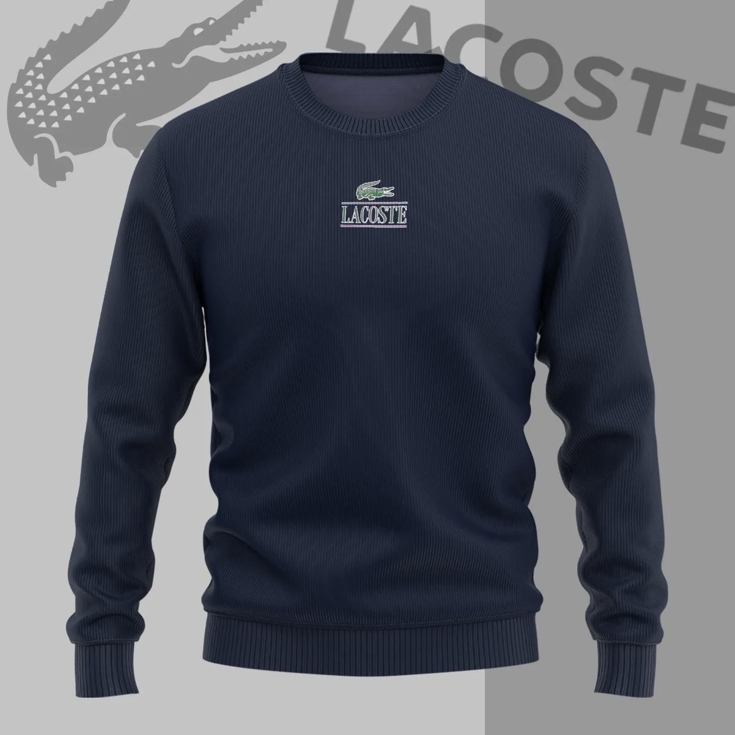 Lacoste Navy Ribbed Cotton Sweater