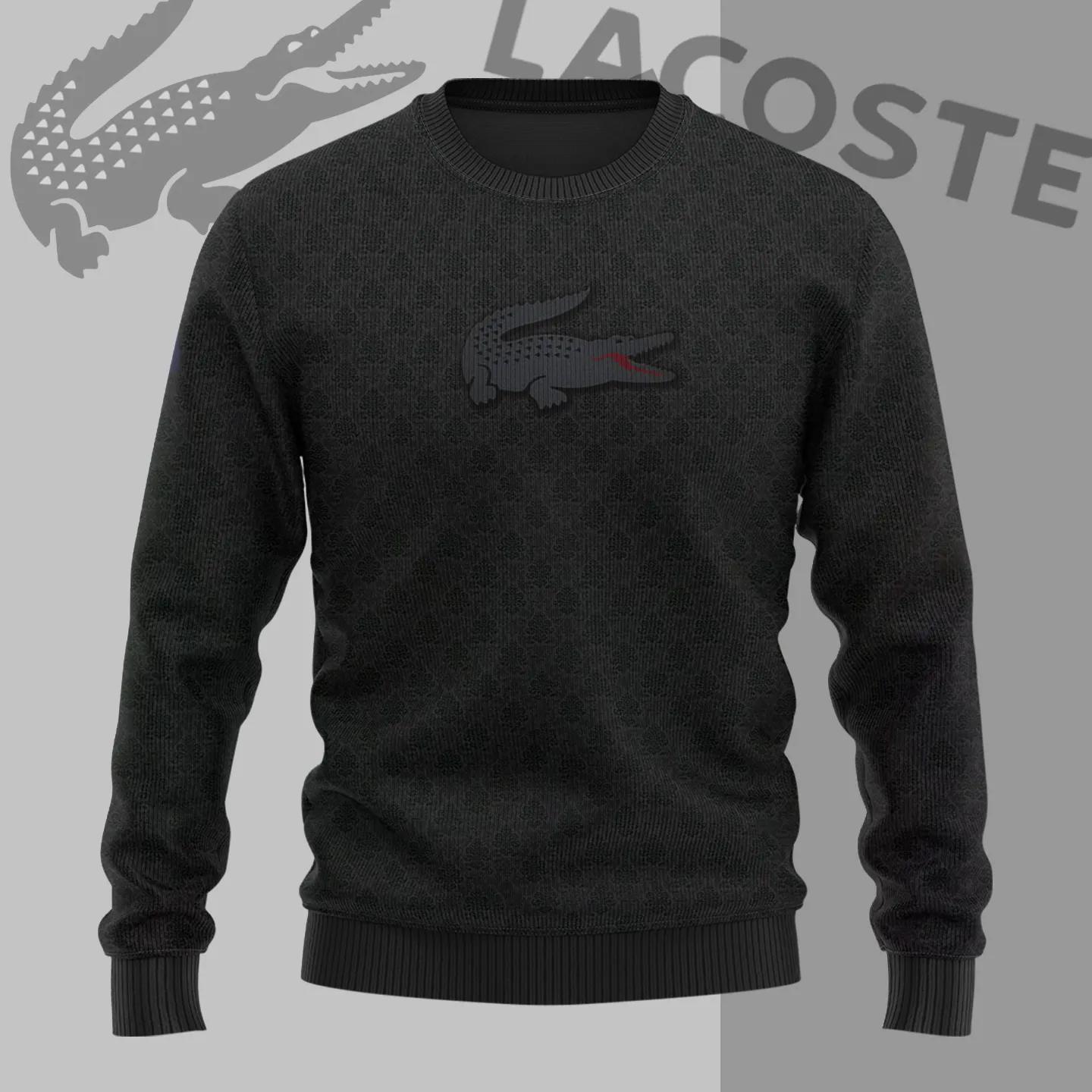 Lacoste Premium Statement Sweater Black Bold Logo