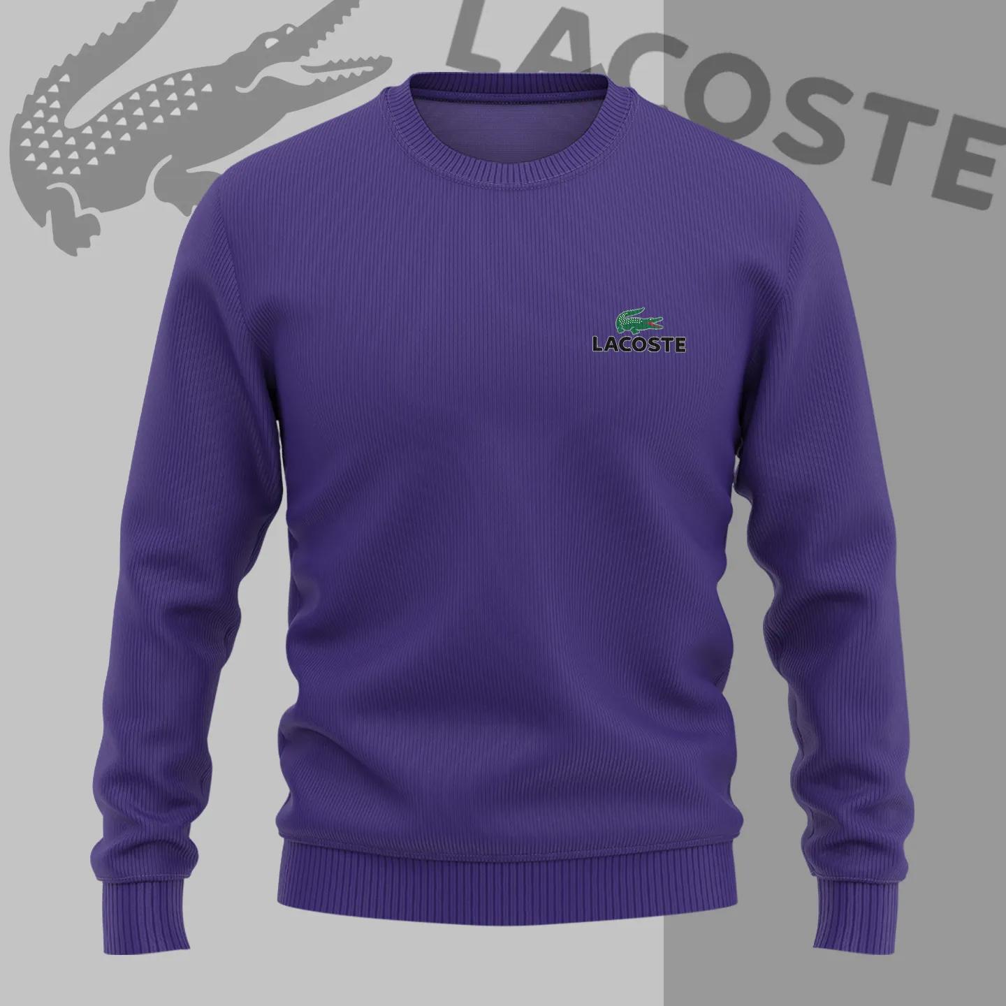 Lacoste Purple Ribbed Crew Sweater