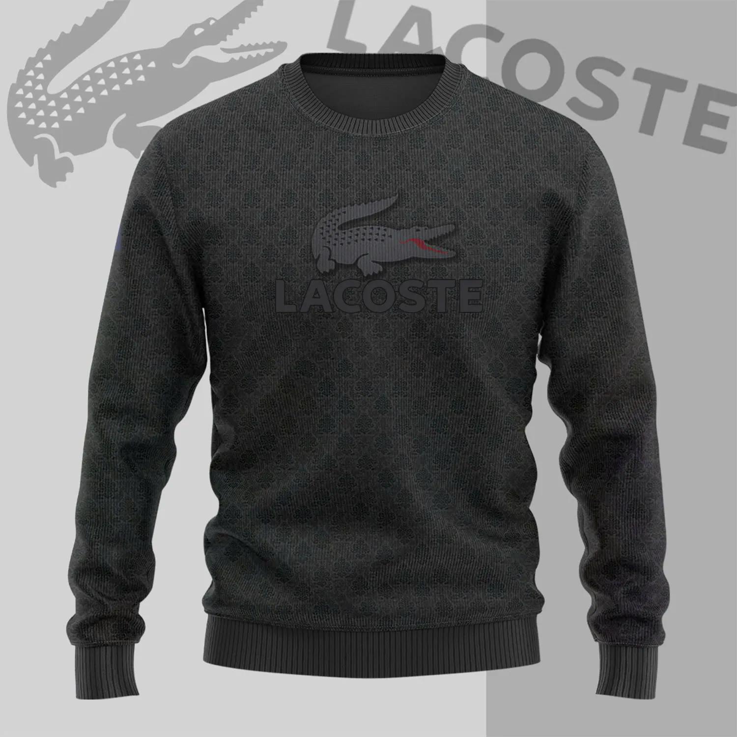 Lacoste Statement Sweater Black and Bold Texture