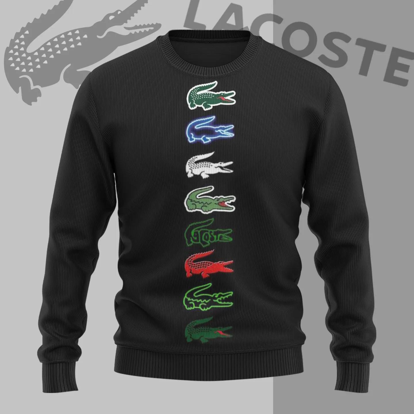 Lacoste Statement Sweater Crocodile Icons Black & Bold