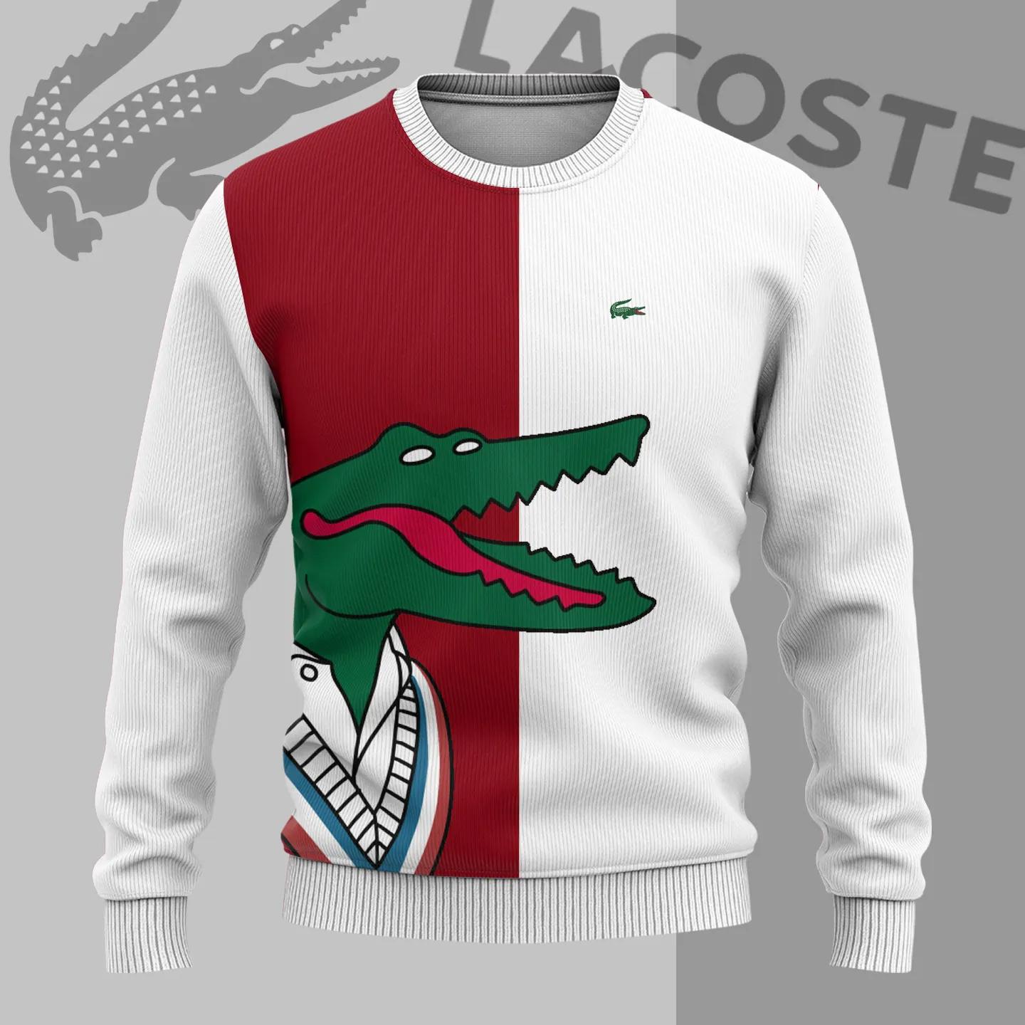 Lacoste Statement Sweater Red Bold Texture