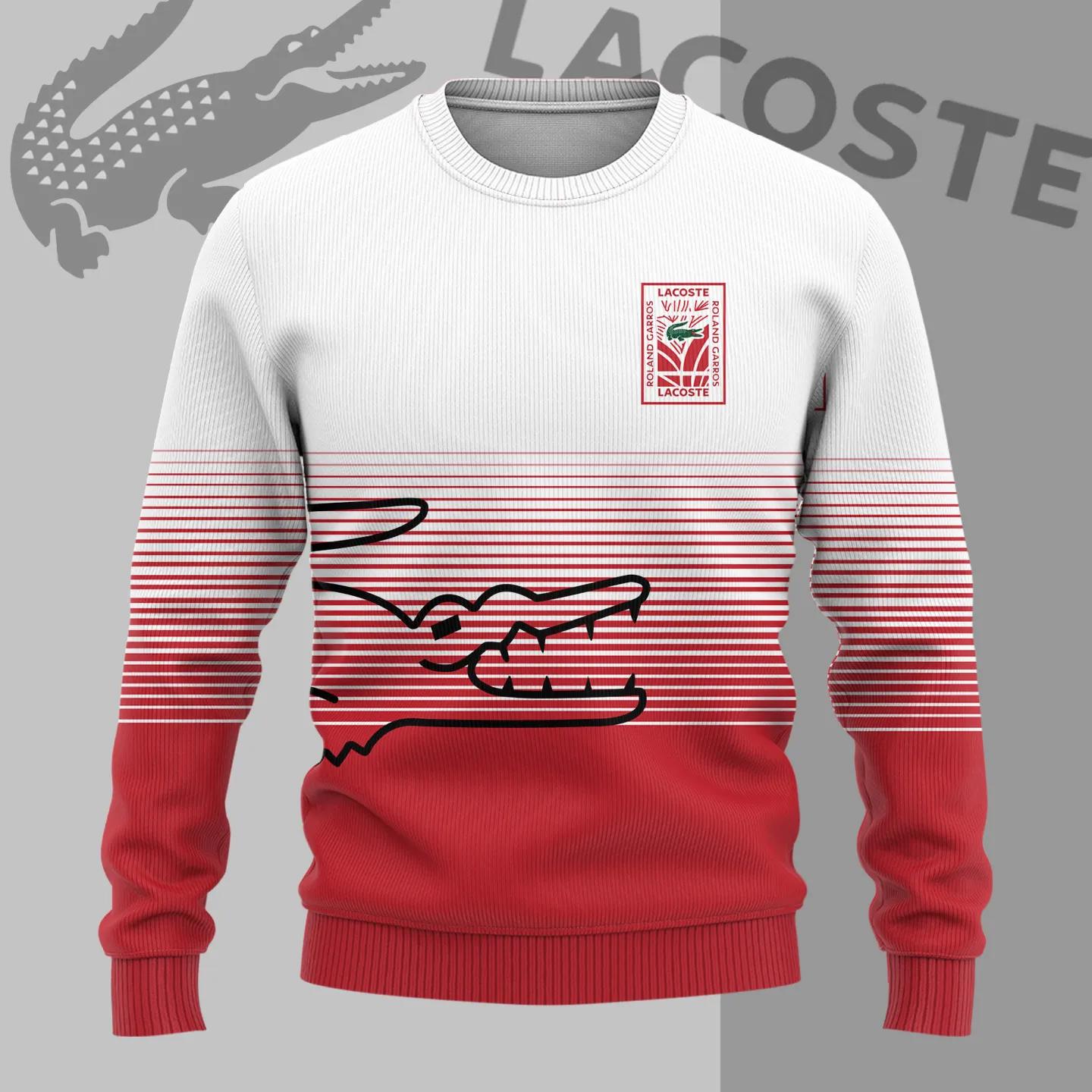 Lacoste Statement Sweater with Bold Stripes and Crocodile Logo