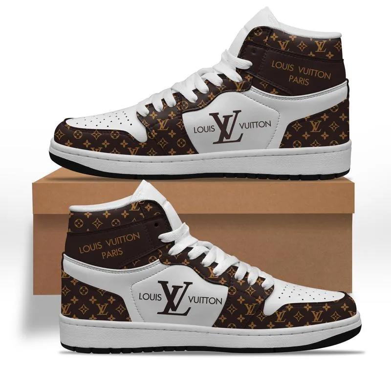 Louis Vuitton and Bold Monogram Air Jordan 1 High Top Sneakers