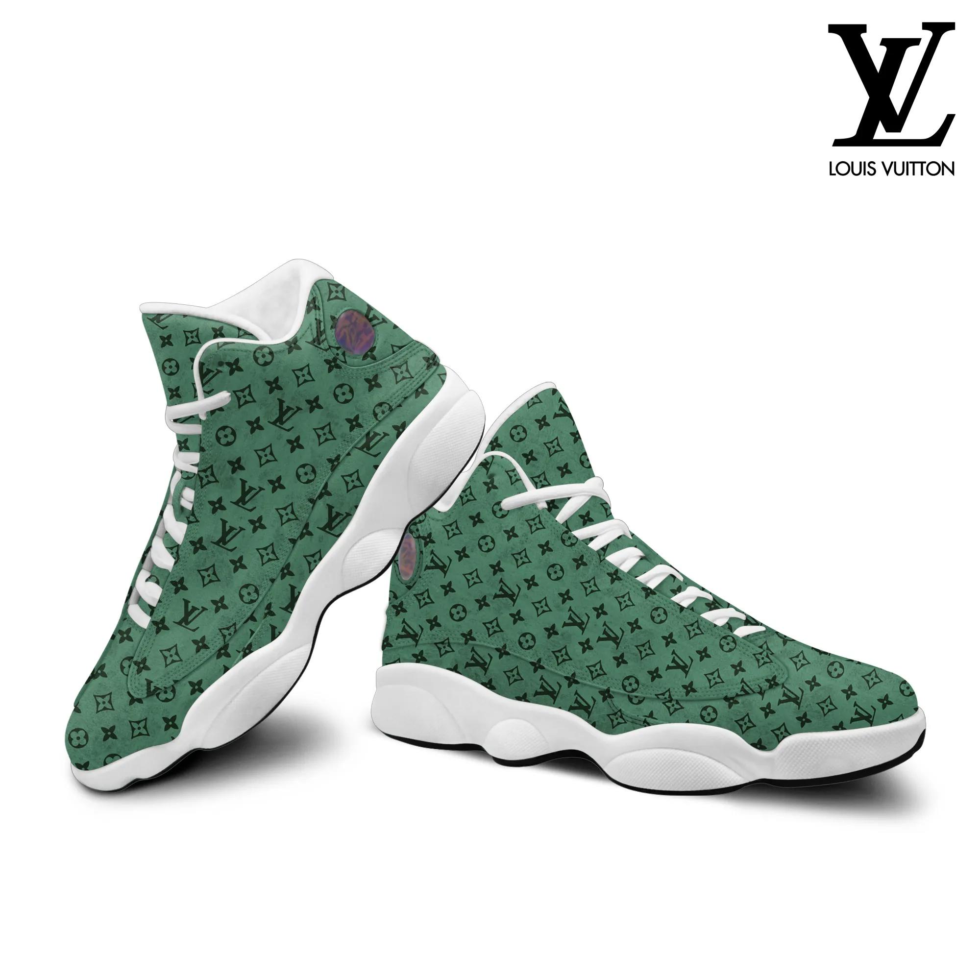 Louis Vuitton and Green Air Jordan 13 Sneaker High Style