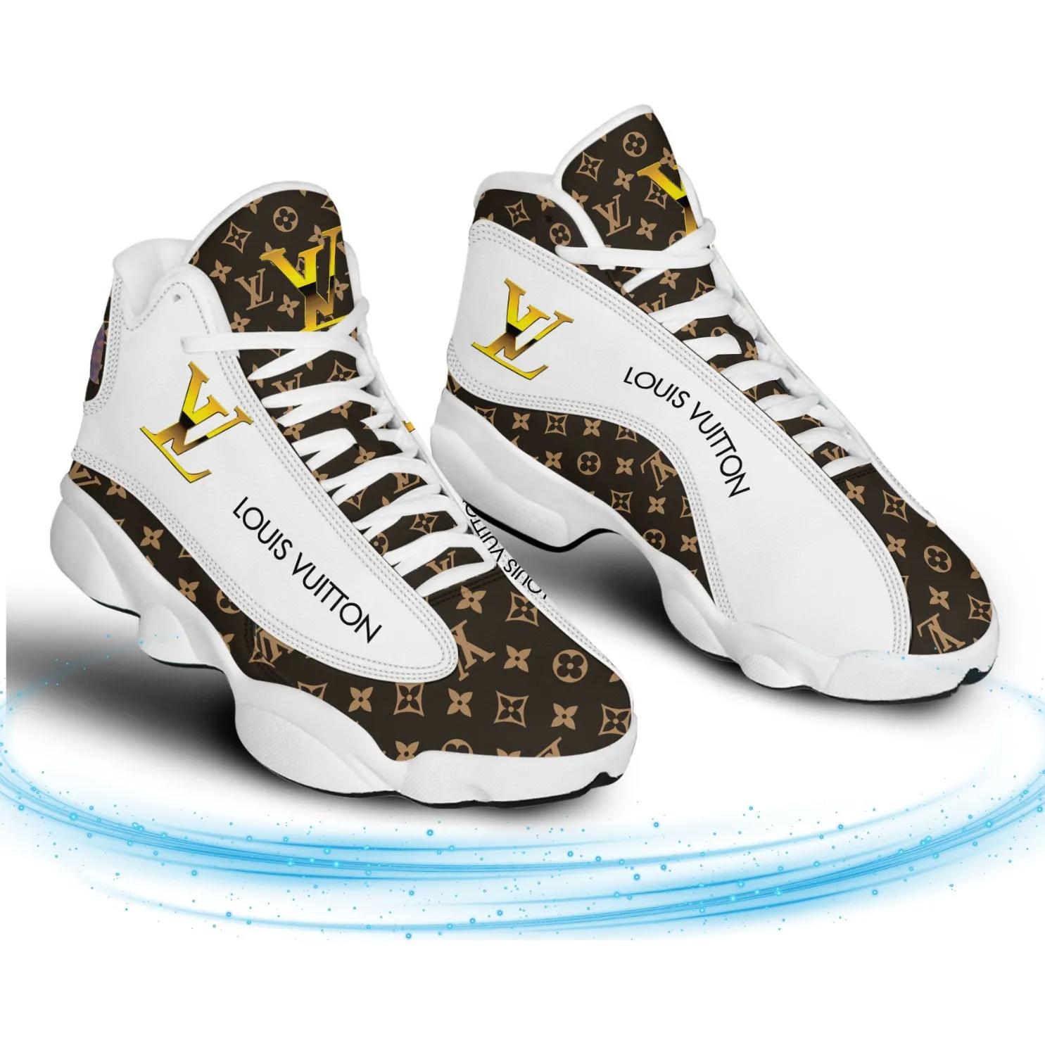 Louis Vuitton and Leather High-Top Jordan 13 Sneaker