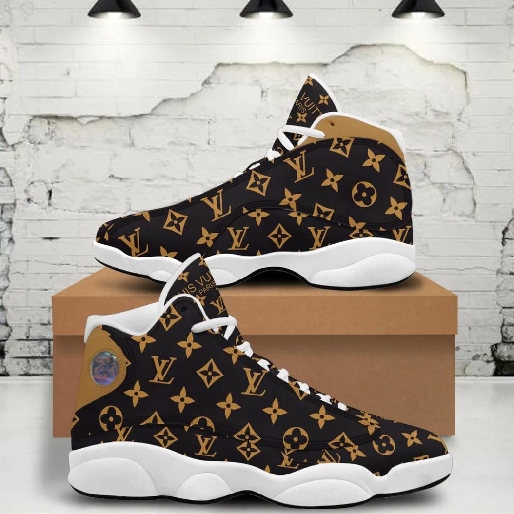 Louis Vuitton and Luxe Jordan 13 Sneaker - Statement Black & Gold Edition