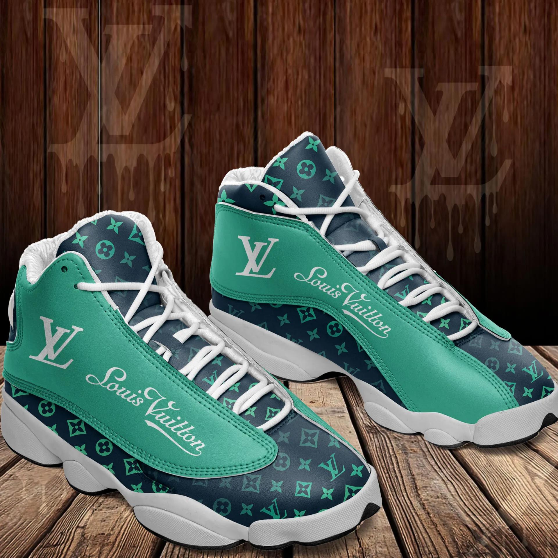 Louis Vuitton Aqua Jordan 13 Sneaker with Monogram Print