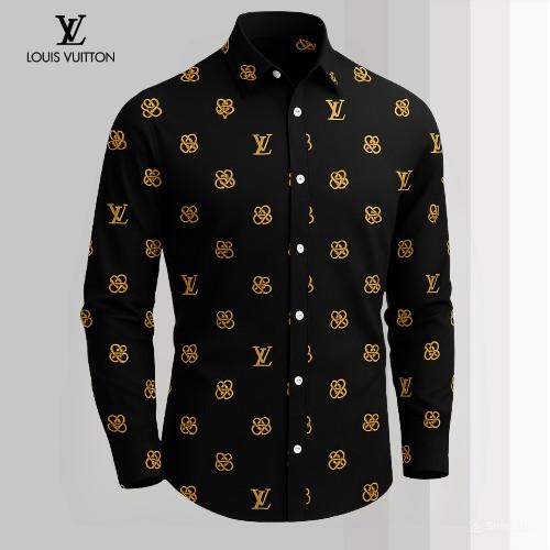 Louis Vuitton Black and Gold Long Sleeves Shirt