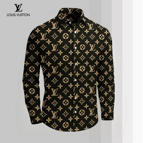 Louis Vuitton Black and Gold Monogram Long Sleeves Shirt