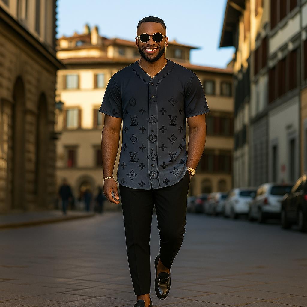 Louis Vuitton Black Monogram Baseball Jersey