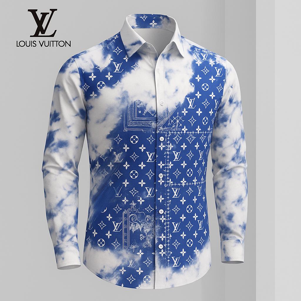 Louis Vuitton Blue and White Long Sleeves Shirt
