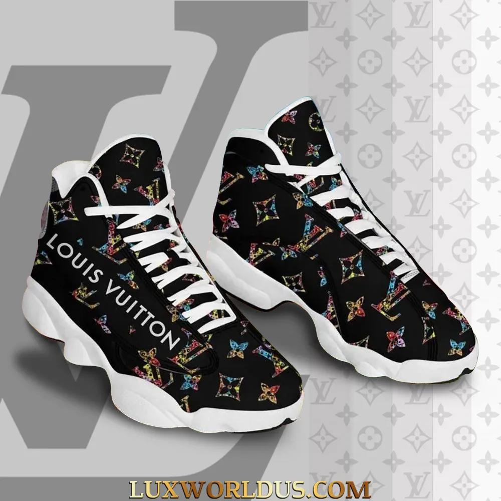 Louis Vuitton Bold Sneaker Collection Jordan 13 High Top Black and White Stripes