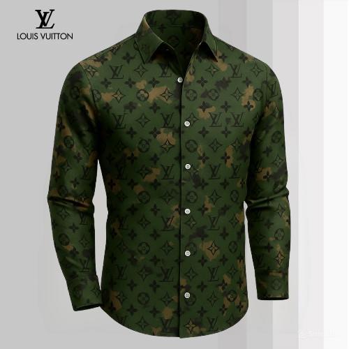 Louis Vuitton Camo Pattern Long Sleeves Shirt