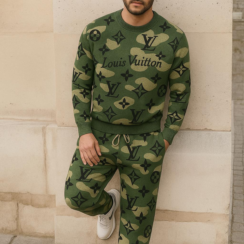 Louis Vuitton Camo Sweater And Pants Set