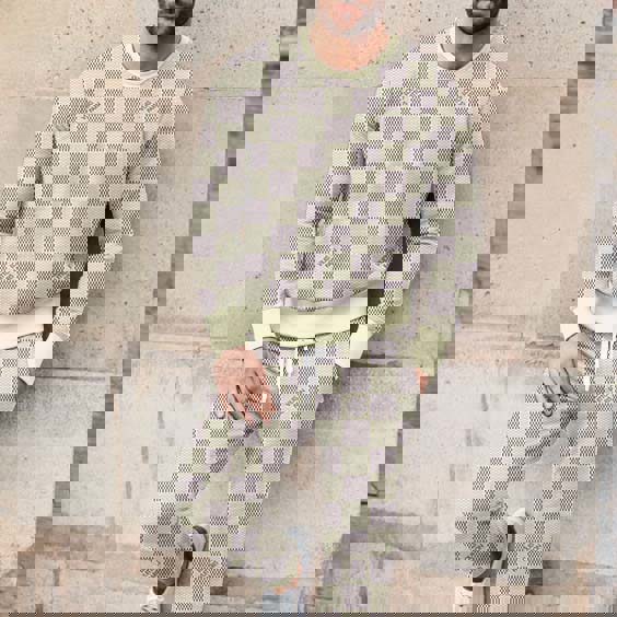 Louis Vuitton Checkerboard Sweater & Pants Set | Neutral Tones and Premium Quality