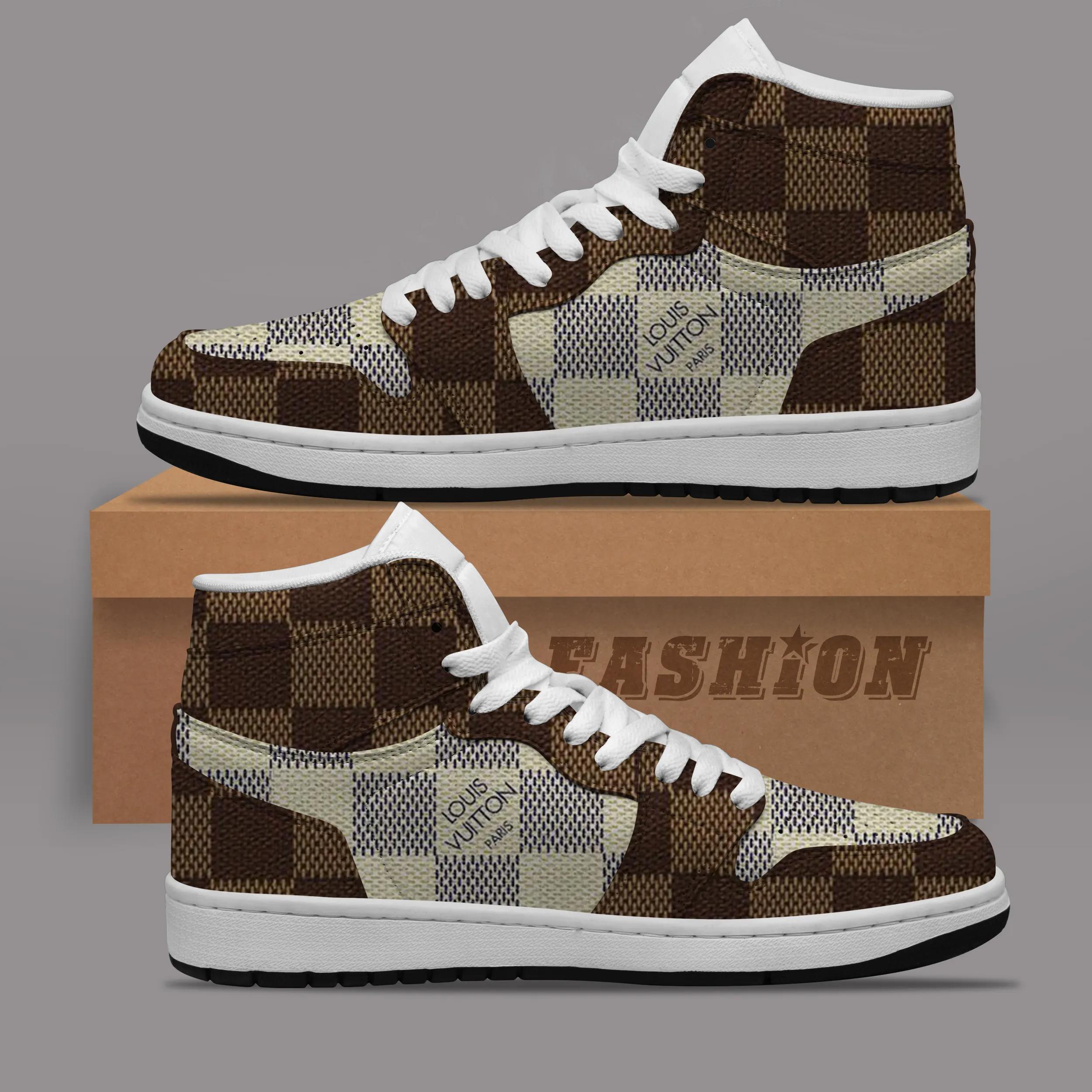 Louis Vuitton Checkered Air Jordan 1 High Top Sneakers