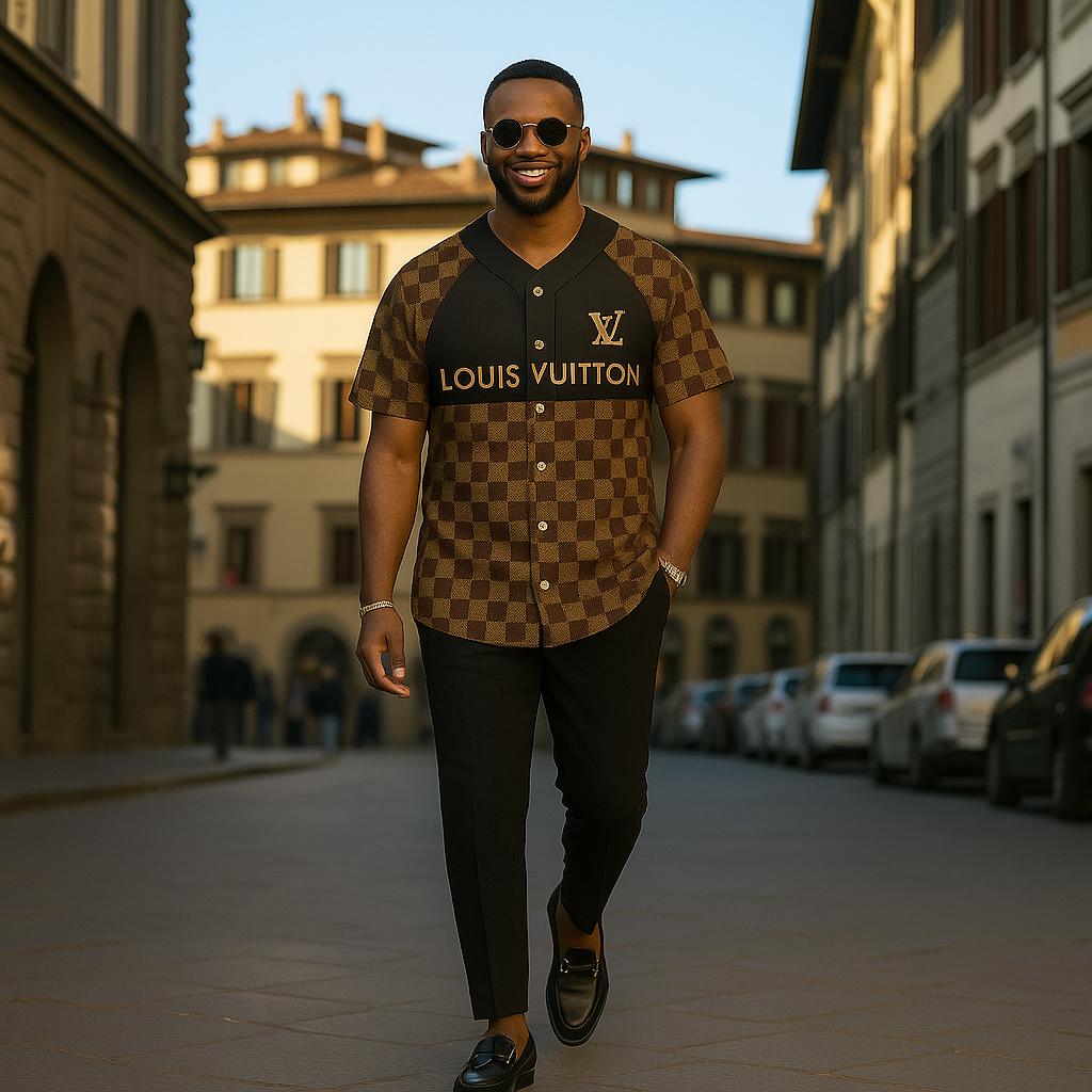Louis Vuitton Checkered Baseball Jersey Luxury Statement Wear