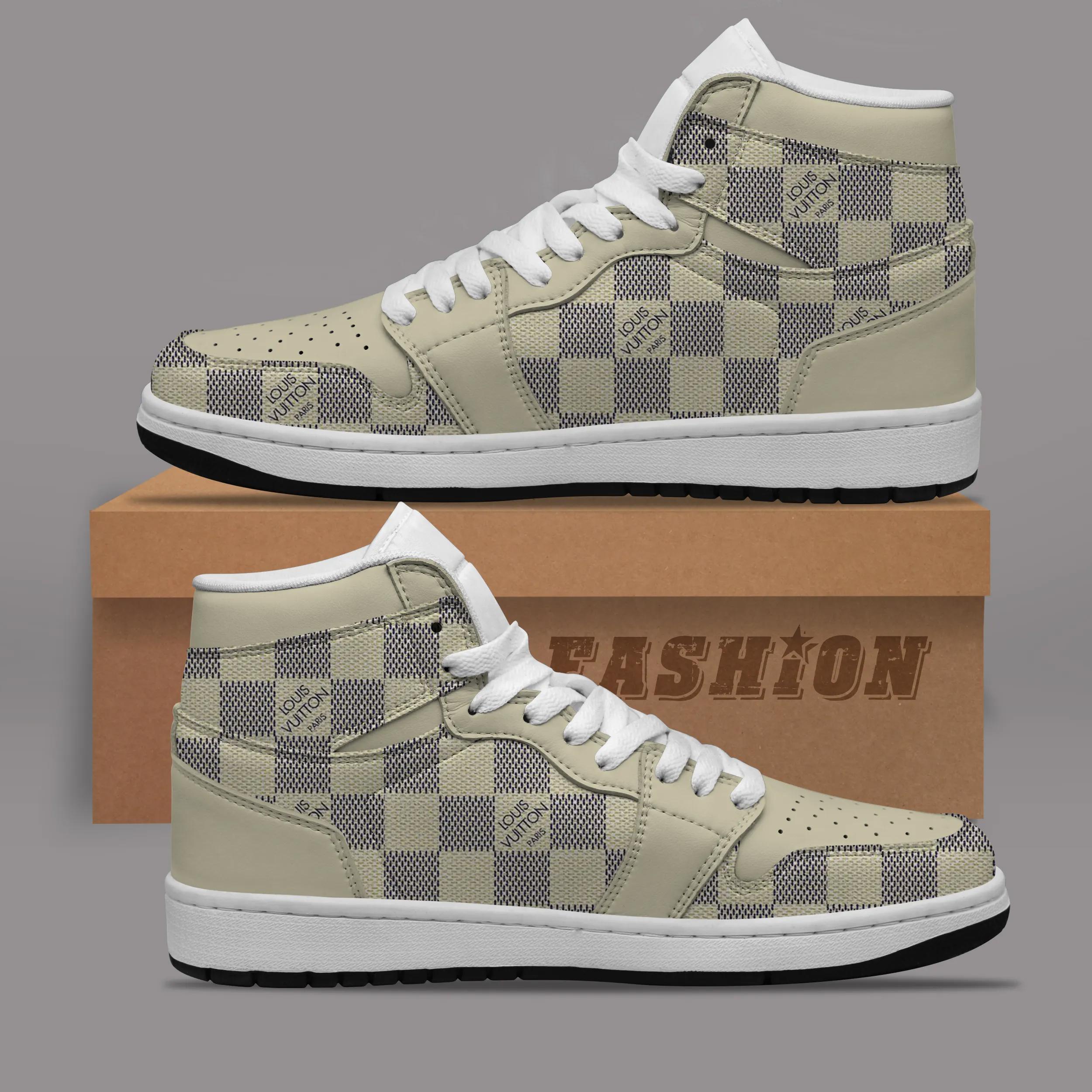 Louis Vuitton Checkered High-Top Air Jordan 1 Shoes