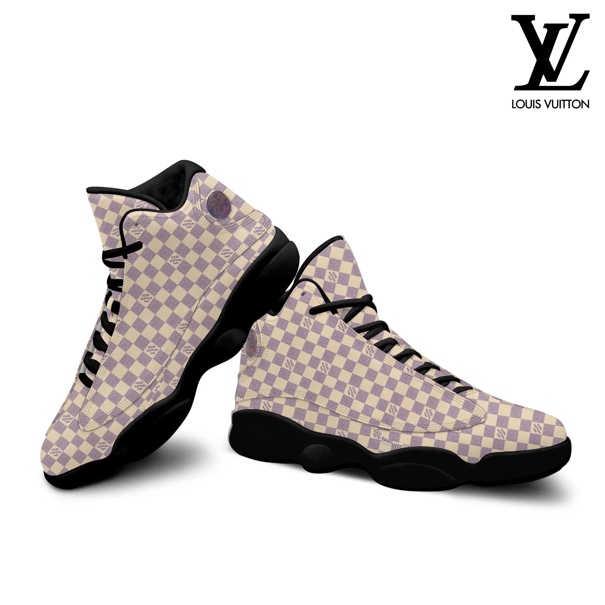 Louis Vuitton Checkered Jordan 13 Sneaker in Purple and Beige