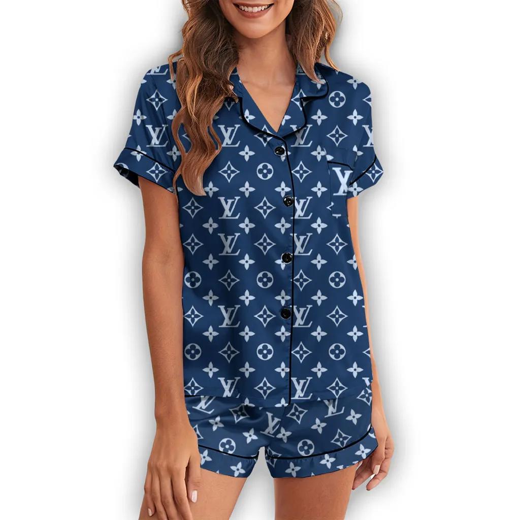 Louis Vuitton Classic Monogram Pajamas Short Set - Elegant Navy Blue