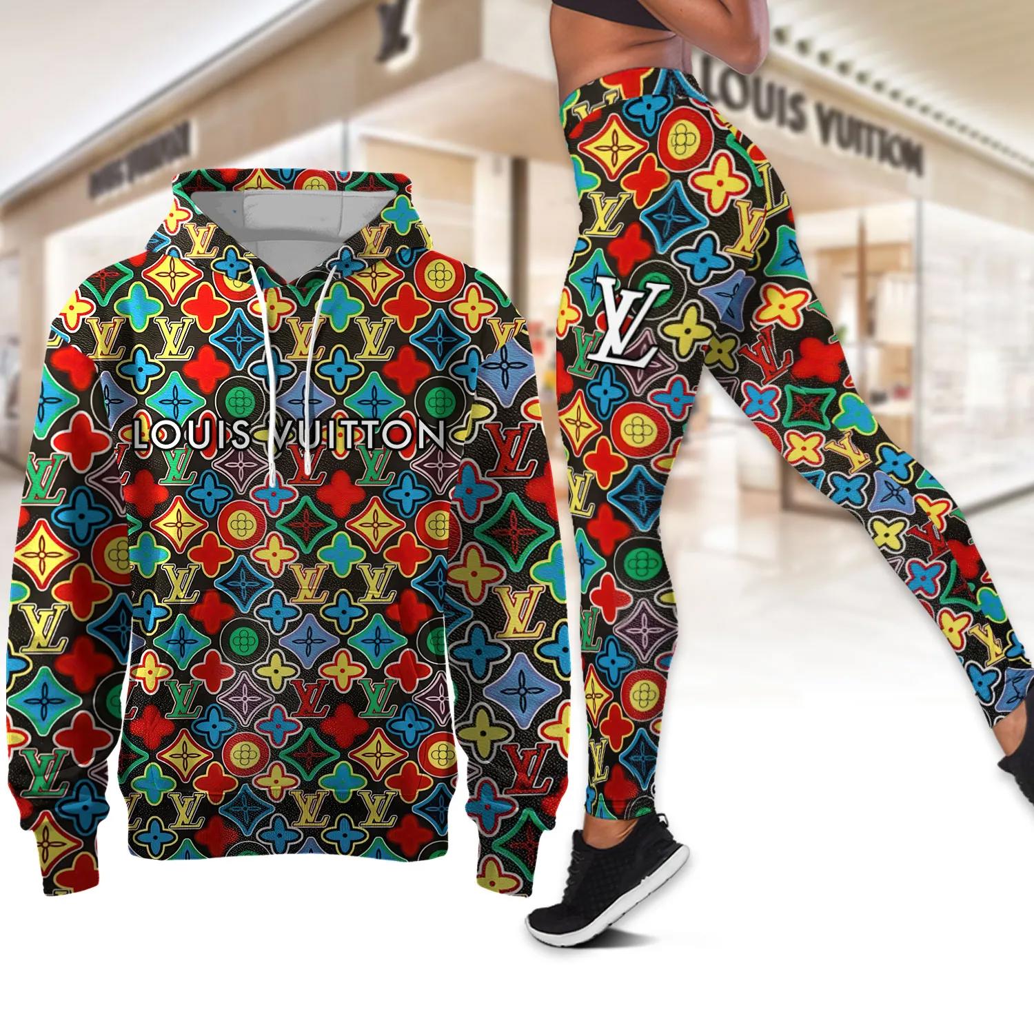 Louis Vuitton Colorful Logo Print Tracksuit Set
