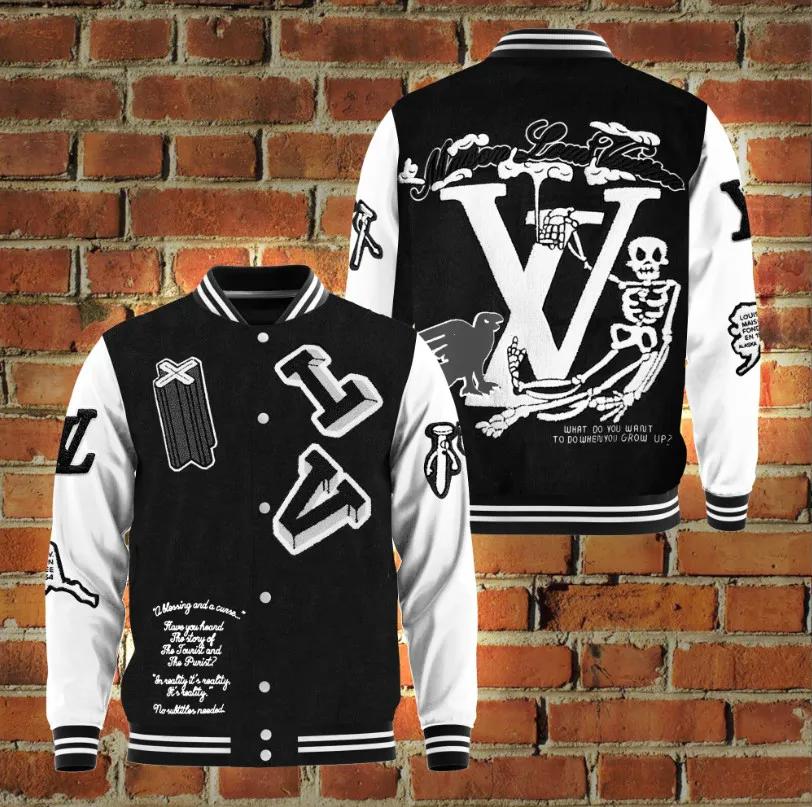 Louis Vuitton Edgy Statement Varsity Jacket with Bold Skull Motif