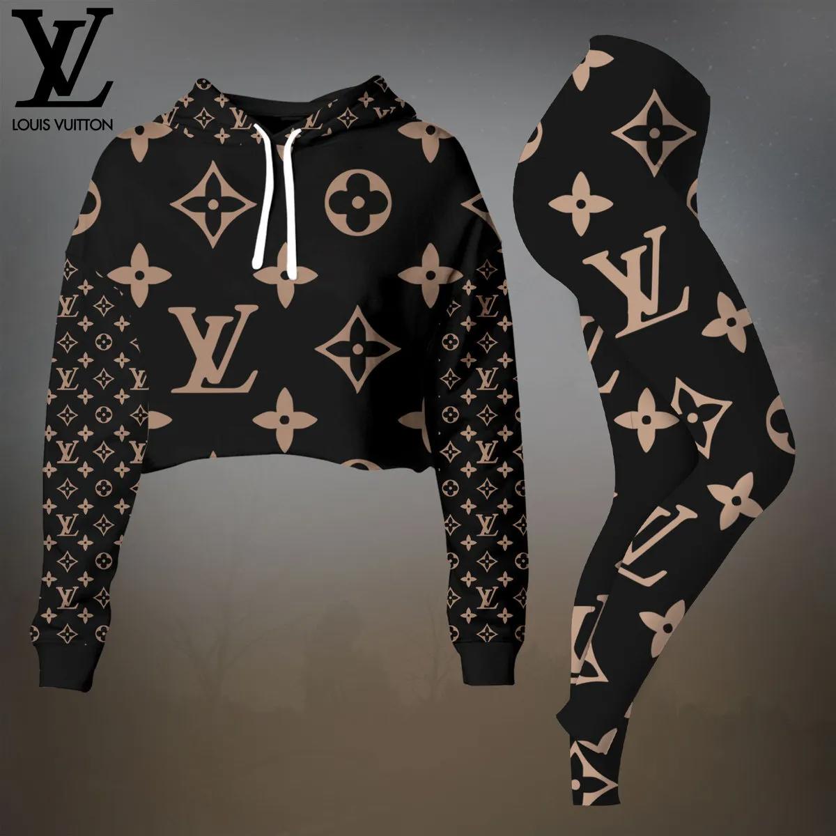 Louis Vuitton Exclusive Statement Crop-Top T-Shirt and Leggings Set - Black & Monogram Print